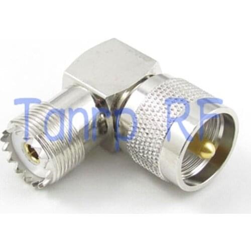 Wholesale 10pcs/lot UHF SO239 female jack to UHF male plug right angle 90 degree RF coaxial connector adapter cable