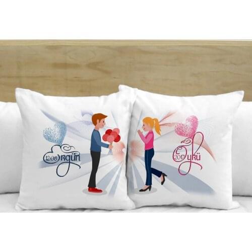 Personalized Dual Dear Design Satin White Pillow Case-2