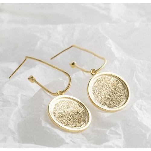 Genuine 925 Sterling Silver Drop Earrings For Women Korean Statement Geometric Round Gold Earring Fine Jewelry Wholesale
