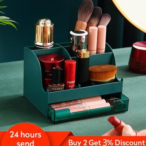 Portable Makeup Organizer Storage Box Bathroom Organizer Cosmetic Saving Space Home Desktop Storage Drawers Type stationery Box