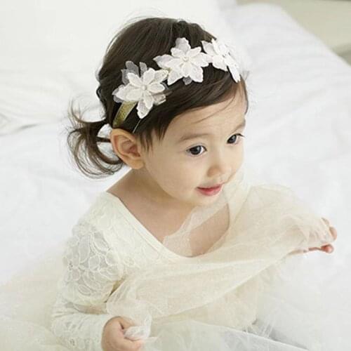 1pcs Baby Girl Headwear Headwear Infant Gift Kids Floral Child Newborn Flower Crystal Lace Hairband Baby Accessories