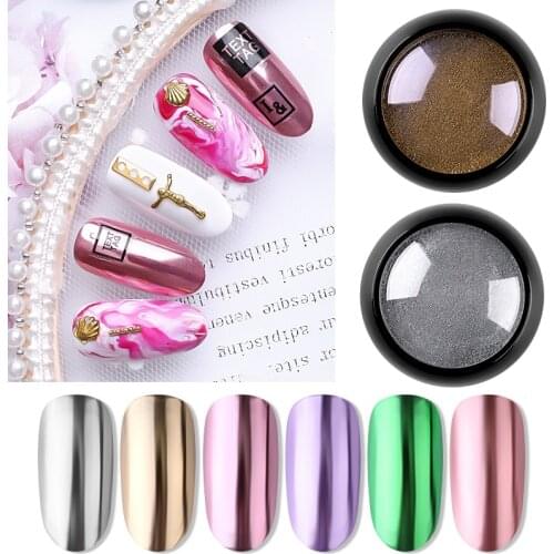 1 Box Nail Mirror Glitter Powder Metallic Nail Dust Powder Metal Effect Glitter Gold Silver Nail Art UV Gel Polish Chrome Powder
