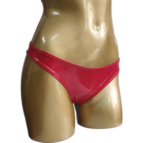 Plus Size Sexy Latex Low-Rise G-string Colourful Oil Shiny Sexy Micro Thong T-Back PVC Brifes Erotic Lingerie Gay Stage Wear