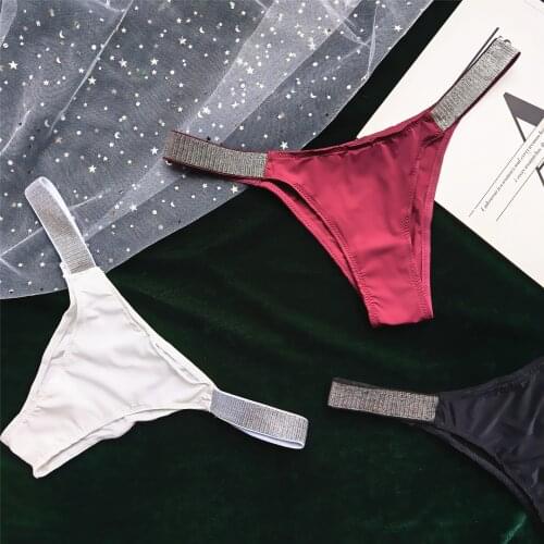 European Style Sexy Panties Fashion Diamond Solid Color G-String Low Waist Seamless Comfort Briefs Lingerie Womens Underwear