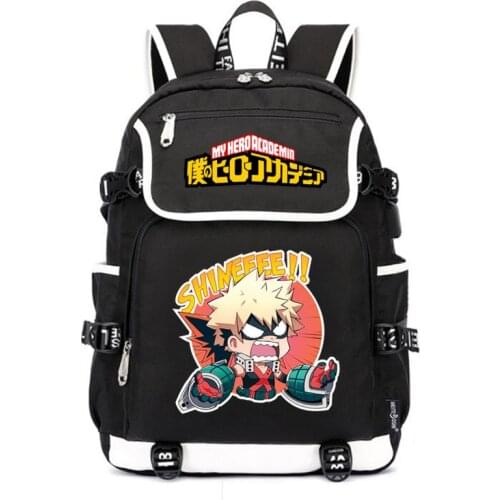 My Hero Academia Anime School Bags Women Bagpack Bakugou Katsuki Bookbag USB Charging Laptop Backpack Oxford Travel Backpack