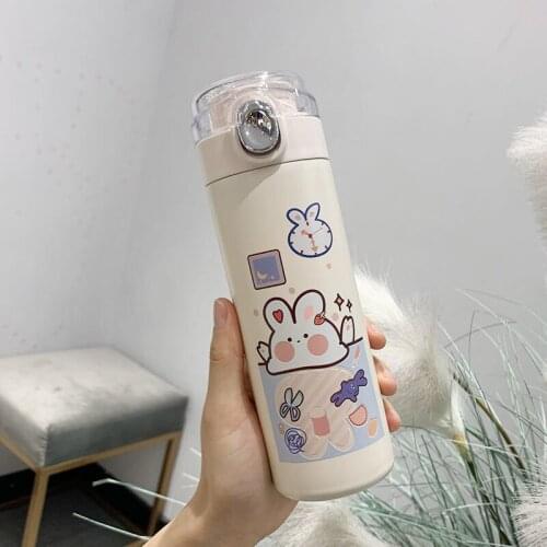 450ml Cute Bear Stainless Steel Vacuum Flask Coffee Tea Milk Travel Mug Gift Cartoons Water Bottle Insulated Thermos Cup