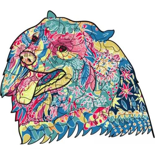 Unique Wooden Animal Jigsaw Puzzles Mysterious Dog Puzzle For Adults Kids Educational Puzzle Interactive Games Toy