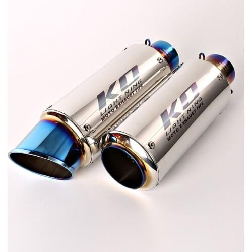 Light Blue Universal 51mm 61mm Motorcycle Exhaust Muffler Pipe Dirt Bike ATV Escape Removable DB Killer Exhaust Tips Stainless