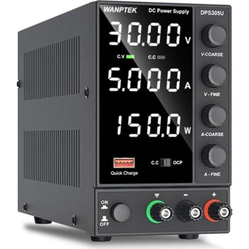 WANPTEK DPS305U 0-30V 0-5A 150W Switching DC Power Supply 4 Digits Display LED Adjustable Mini Power Supply AC 115V/230V 50/60Hz