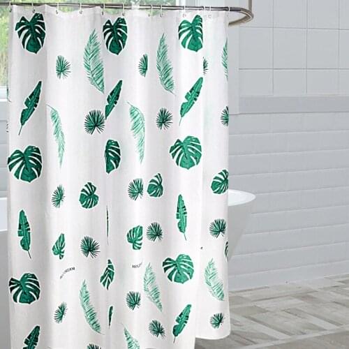 Palm Leaf Pattern Bath Curtains Polyester Waterproof Shower Curtain Mildew Proof Thicken Shower Curtain With Hook Bathroom Decor