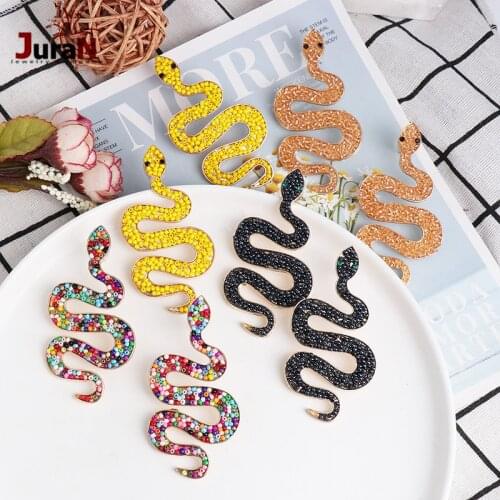 JURAN Punk Long Beaded Snake Earrings for Women Jewelry European Ear Accessories Handmade Womens Yellow Drop Earings Girl Gift