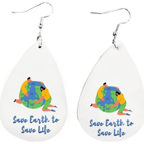 World Enviroment Day Earrings Save Earth To Save Life Faux Leather Home Earrings Bulk Order Wholesale Stock