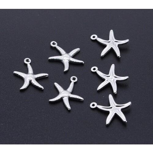 10pcs/lot 100% Stainless Steel Starfish Charms Wholesale Top Quality Accept OEM Order DIY Necklace Bracelet Making Charms