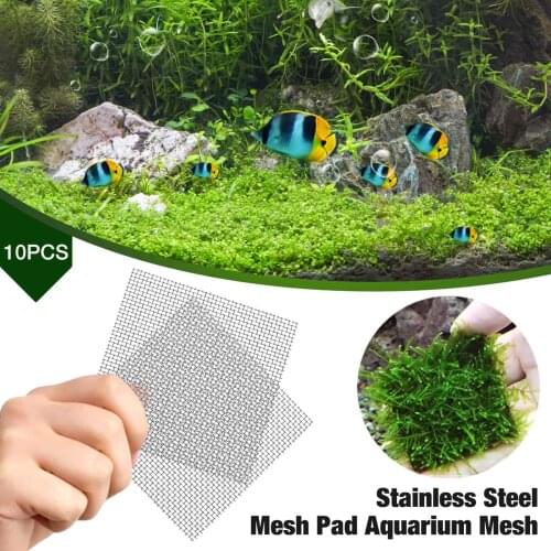10pcs Stainless Steel Wire Mesh Aquarium Plant Net-Attach Moss Mesh Pad Live Plant Fish Tank Decor Used For Plant Aquariums