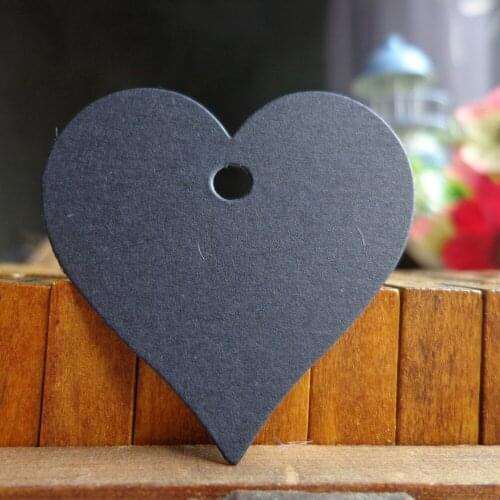 100pcs 4x4cm DIY Black Heart Shape Gift Tag Bookmark Name Label Price Label Hang Tag Paper Card Wedding Party Birthday Favor