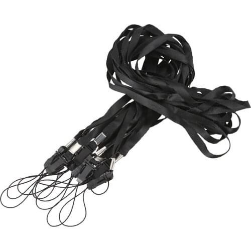 10x Black Lanyard Neck Strap For ID Pass Card Badge / Mobile Phone Holder