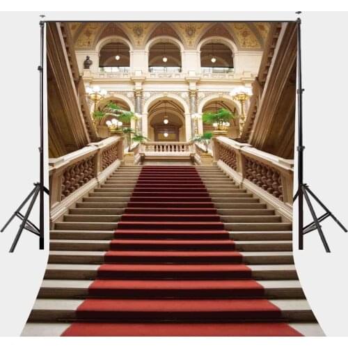 150x220cm Red Carpet Stairs Photography Backdrop Retro Elegant Wedding Photography Studio Props