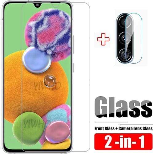 2 in 1 A 90 Tempered Glass On for Samsung A90 5g Safety Protective Glass On Galaxy A90 Screen Protector HD + Camera Len Film