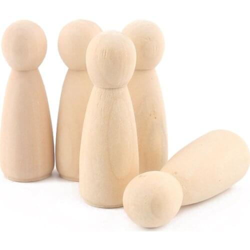 30pc Grandma Peg Dolls (2.1'') Natural Unfinished Wooden Teething Toys For Paint Or Stain-Waldorf Wooden Toys Buliding Blocks