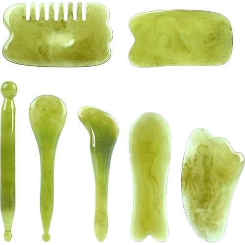 7Pcs/Set Guasha Scraping Massage Tools Gouache Scraper For Face China Traditional Facial SPA Body Relaxation Anti-aging Benefits