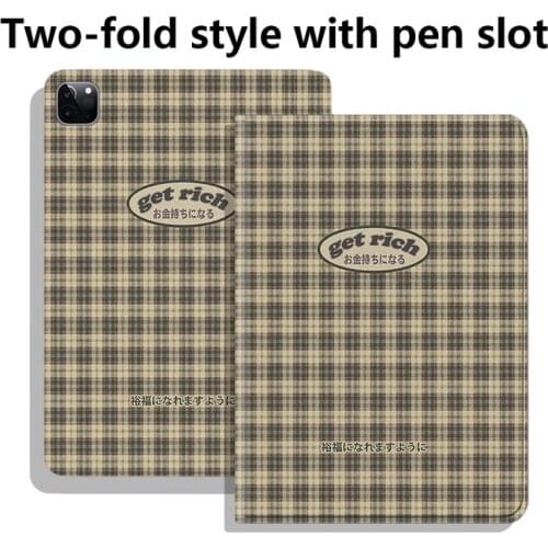 For Ipad 10.2 9.7 Pro 11 12 9 Mini 4 5 Air 4 3 Case 2020 Rich Plaid Retro Protective Cover with Pen Slot
