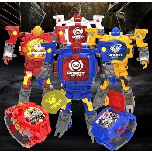 Children Trasformation Wristwatch Toy Deformation Robot Action Toys Cartoon Watches Robot Transformation Toy Kids Birthday Gift