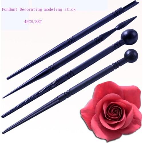 Fondant flower modeling stick,Simulation Fold flower petals Stick lines,Non-stick universal rod,cake decorating tools,4pcs/set