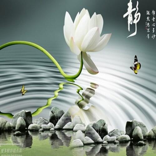 Dropshipping Colomac Flora Wallpaper Chinese Style Zen Calm Water Cobblestone Landscape Stone Wallpaper Wall Mural Tapety 3d