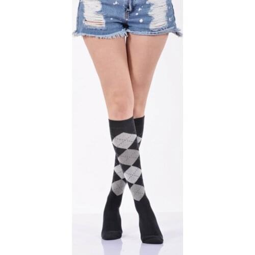 Idilfashion Women Plaid Lower Stocking-Smoked-B-ART013 (3'LÜ PACKAGE)