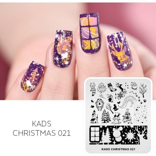 KADS Steel Nail Stamping Plate Christmas Snowflake Snowman Tree Bell Image Polish Stencil Nail Art Template Mold Decoration Tool