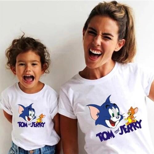 Kawaii Baby Clothes Family Look Mom and Children High Quality Fashion Short-sleeved T-Shirt Cute Kids and Mom Holiday Outfits
