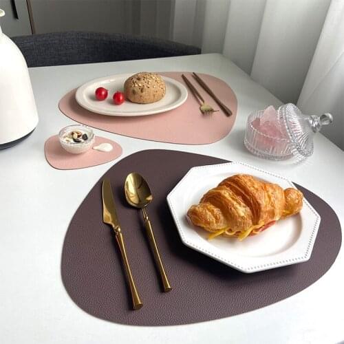Leather Tableware Pad Placemat Table Mat PU Heat Insulation Non-Slip Simple Placemats Disc Coaster Placemat for Dining Coasters
