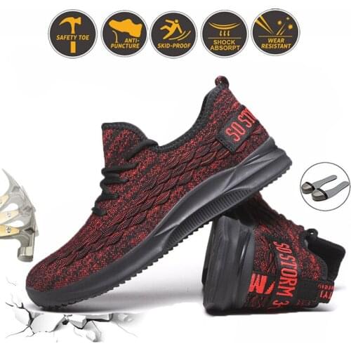 Summer Breathable Mens Work Shoes Steel Toe Cap Puncture Proof Safety Boots Mesh Nonslip Women Sneakers Unisex Industrial Shoes