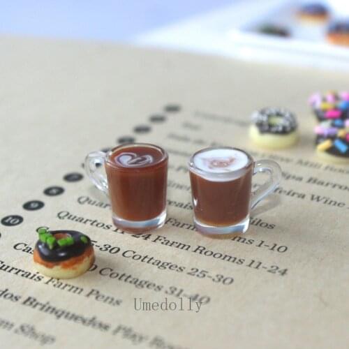 2PCS Mini 1/12 Dollhouse Miniature Latte Art Coffee Cup Drinks Model Food for Doll House Kitchen Toy Accessories