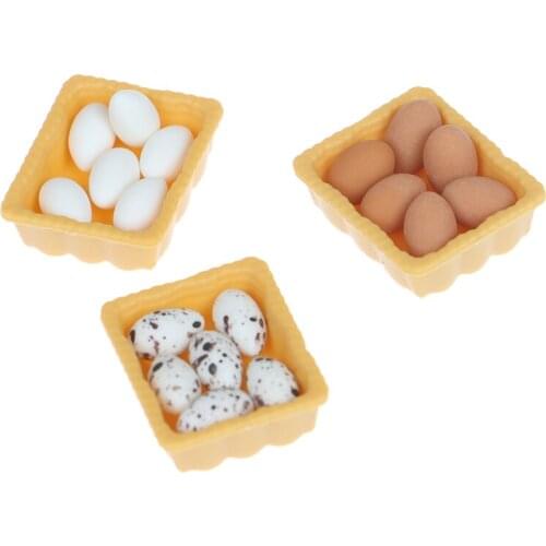 Dollhouse Miniature Accessories Kitchen Food Mini Egg With Egg Trays For Doll House Cooking Game Food 1:12 Scale