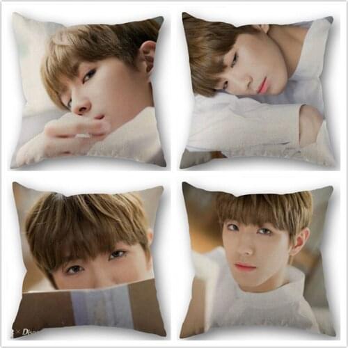 Custom KPOP CIX Kim Yong Hee Cotton Linen Square Zippered Pillow Cover For Office Family Customize Your Picture 45*45cm