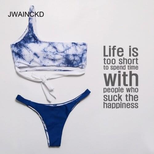 JWAINCKD 2019 New Sexy Bikinis One Shoulder Swimsuit Bikini Set Push Up Swimwear Brazilian Bathing Suit Beach Wear Swimming Suit