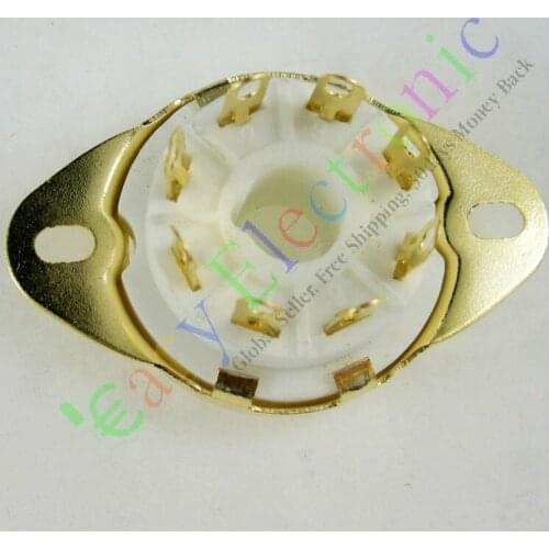 Wholesale and retail 4pc Gilded 8pin Ceramic vacuum tube socket top mount gold valve base Fr EL34 6L6 free shipping