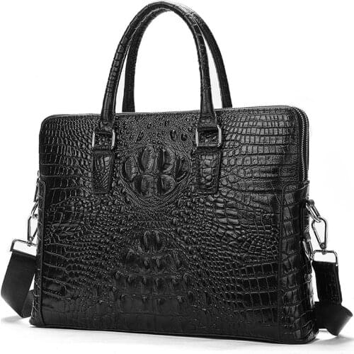 MAHEU genuine leather bag men business briefcase luxury fashion designer mens laptop briefcase alligator design computer bag