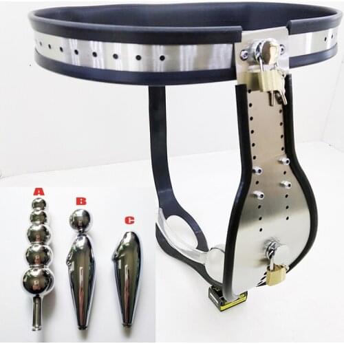 Couple Flirting BDSM Stainless Steel Chastity Belt With Urine Catheter Cock Cage Male T Chastity Lock Shaped Binding Lock Sextoy