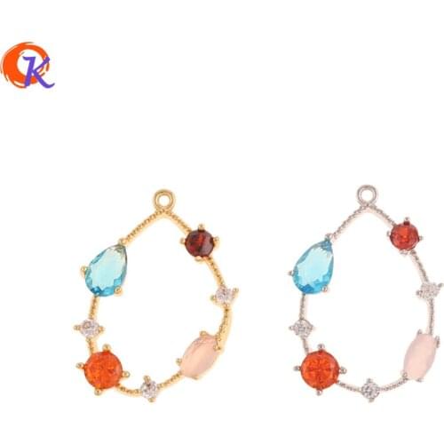 Cordial Design 20Pcs 16*23MM Jewelry Accessories/DIY Earrings Making/CZ Charms/Genuine Gold Plating/Hand Made/Rhinestone Pendant