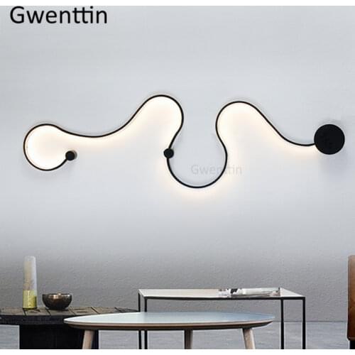 Modern Curve LED Wall Lamp Snake Like S Shape Sconce Wall Lights for Living Room Bedroom Lighting Fixtures Home Decor Luminaire