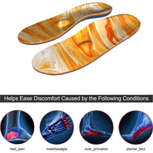 Orange Stripe iFitna EVA-Material Arch Support Insoles with Full Length for Women and Men Flat Foot Fasciitis Foot Pain