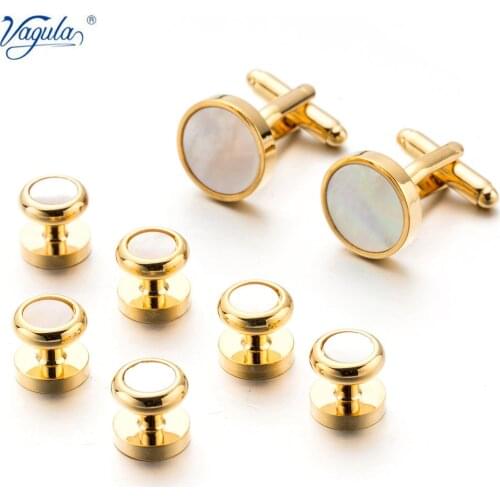 VAGULA Cufflinks Studs in 8PCS Set New Arrival Luxury Gemelos Tuxedo Collar Stud Set 527