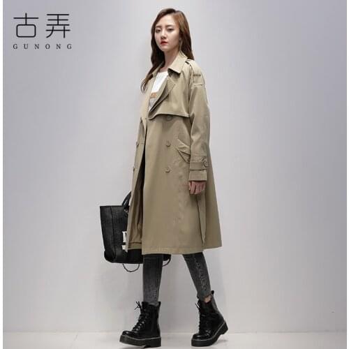 Windbreaker Womens Middle Long 2021 Spring New Korean Loose Temperament Classic Spring and Autumn Fashion Coat