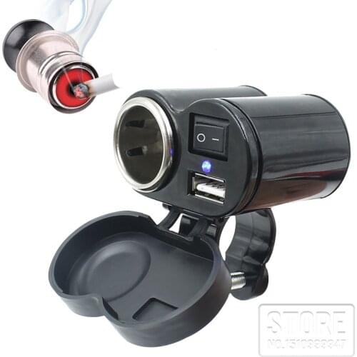 Motorcycle Refit USB phone charger Waterproof Moto Motorbike Cigarette lighter socket 12V With Switch