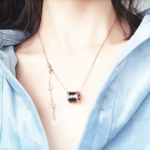 High Quality Never Fade Titanium Steel Necklace Female Black Ceramic Clavicle Chain Sexy Pendant Gift For Her Jewelry