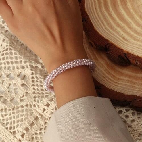 Bohemian Pearl Resin Beads Adjustable Bangles for Women Female Open Cuff Bracelet & Bangles pulseras mujer Ethnic Jewelry Gift