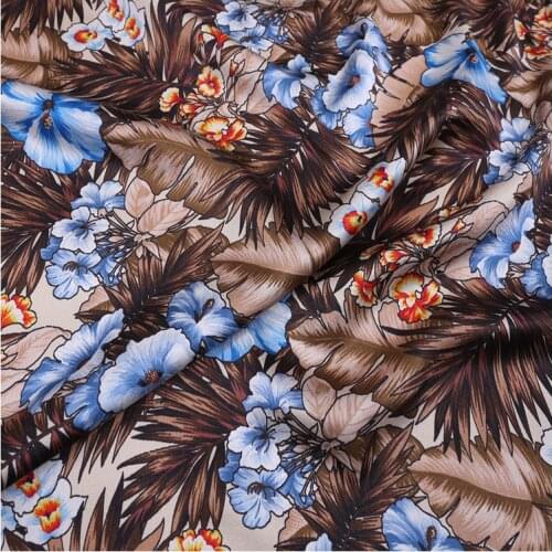 140 Wide Mulberry Silk Stretch Satin Fabric Summer Digital Printing Satin Cheongsam Dress Silk Fabric