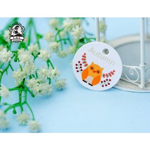 200 pcs 3.5cm round kraft/white paper label AUTUMN Child gift Toy label hen weekend tag Literature and art label Flower label